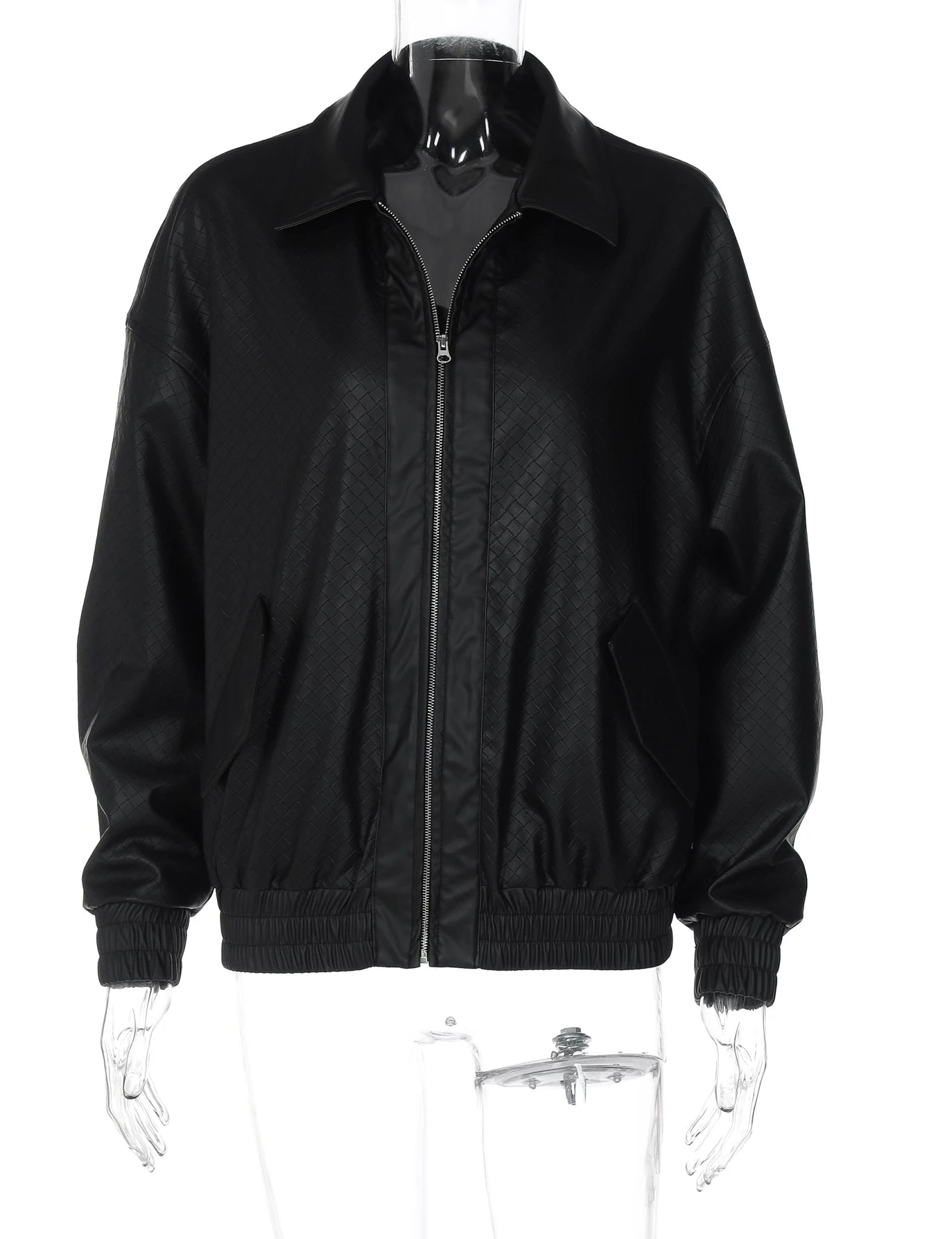 Fashion Turn-Down Collar Leather Jacket