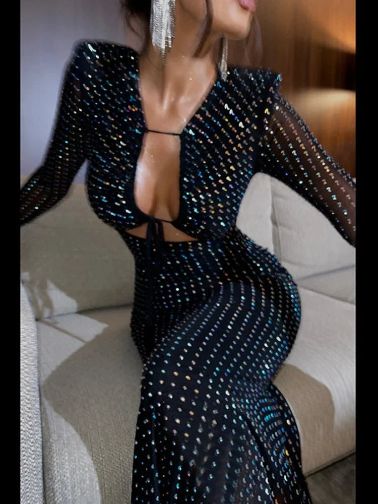 Lace Hollow Out Sexy Party Club Dress