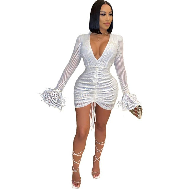 Luxurious Sequin V-Neck Mini Dress