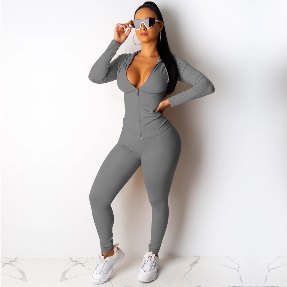 Zipper +Hoodie Two Piece Set Tracksuit Women