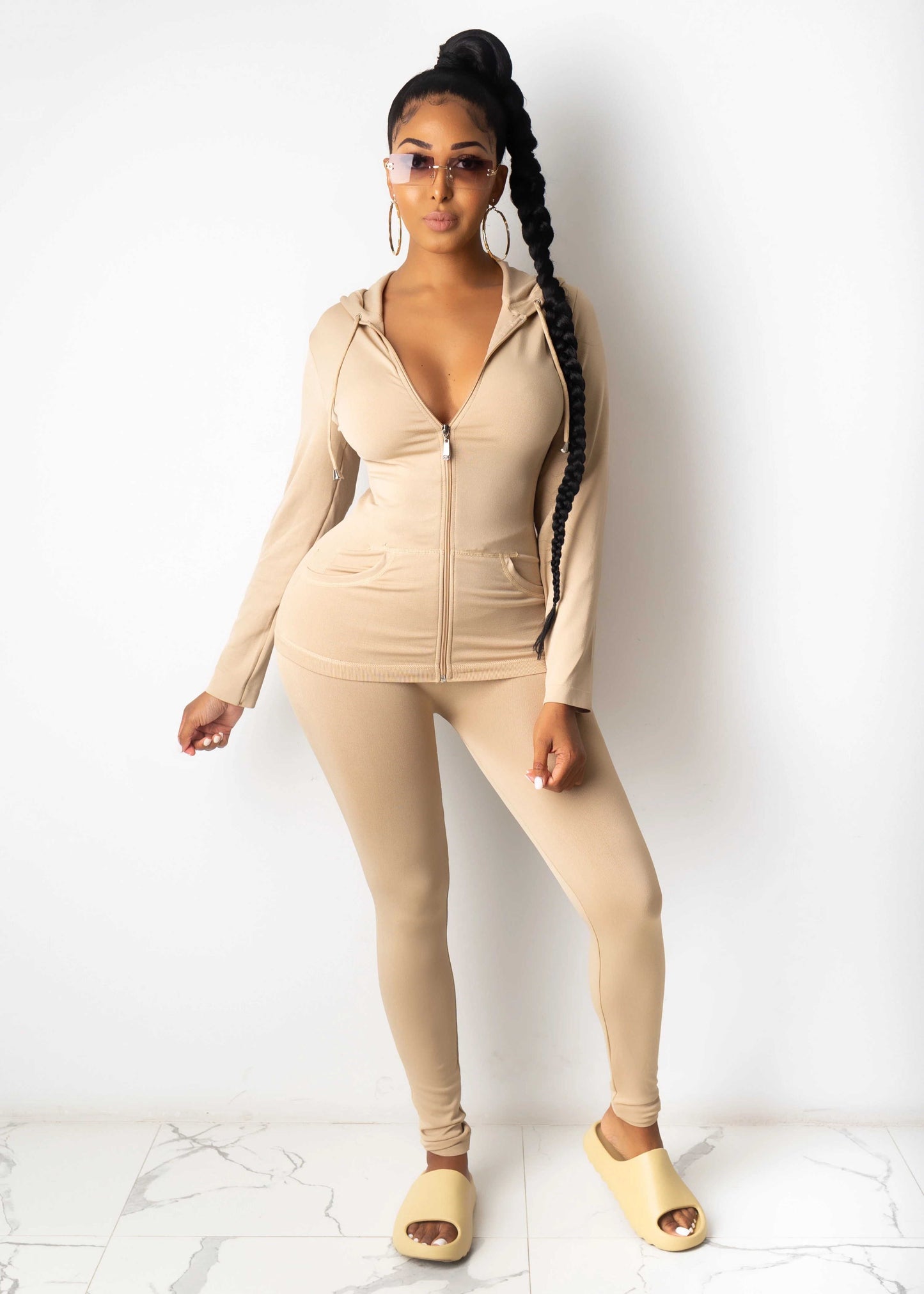 Zipper +Hoodie Two Piece Set Tracksuit Women