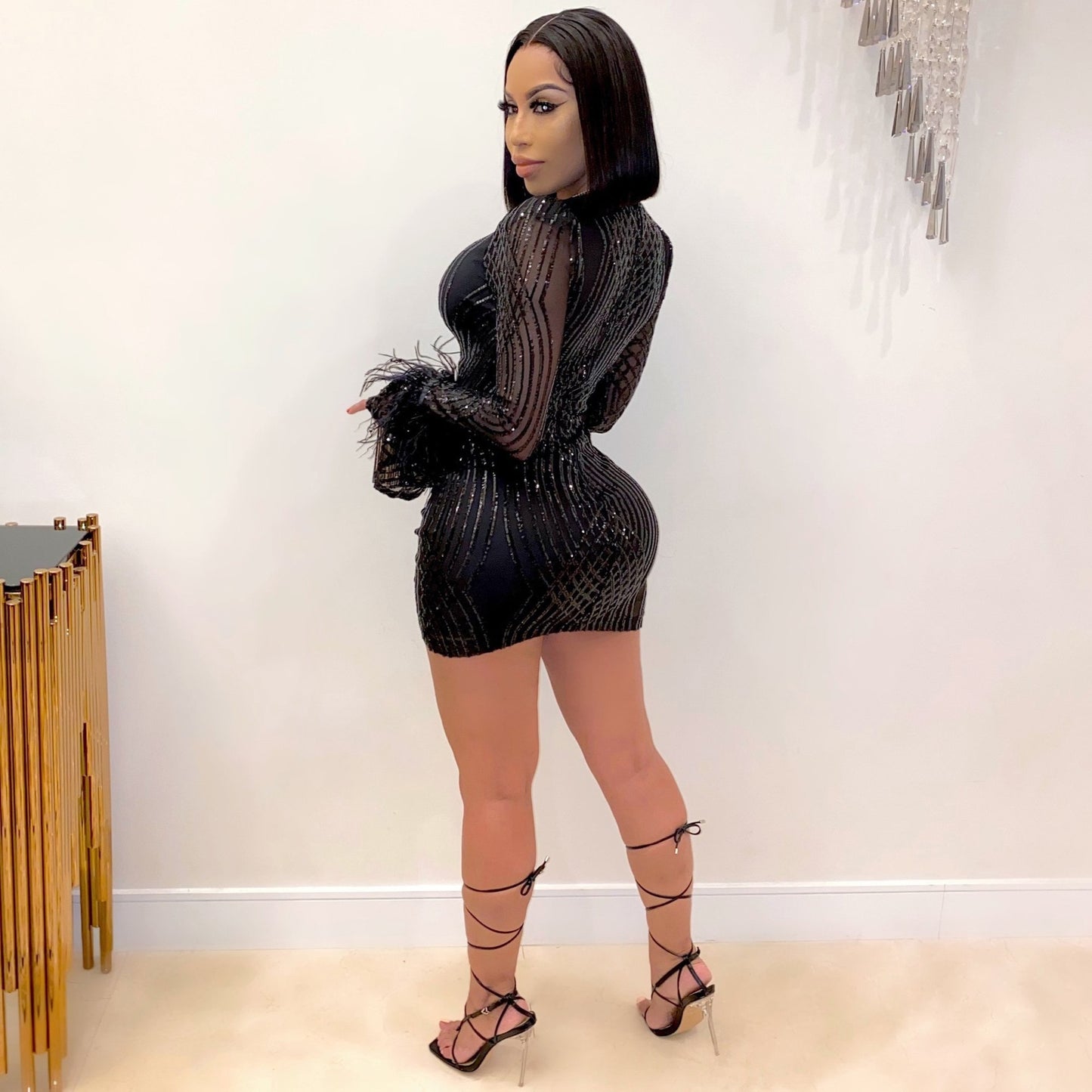 Luxurious Sequin V-Neck Mini Dress