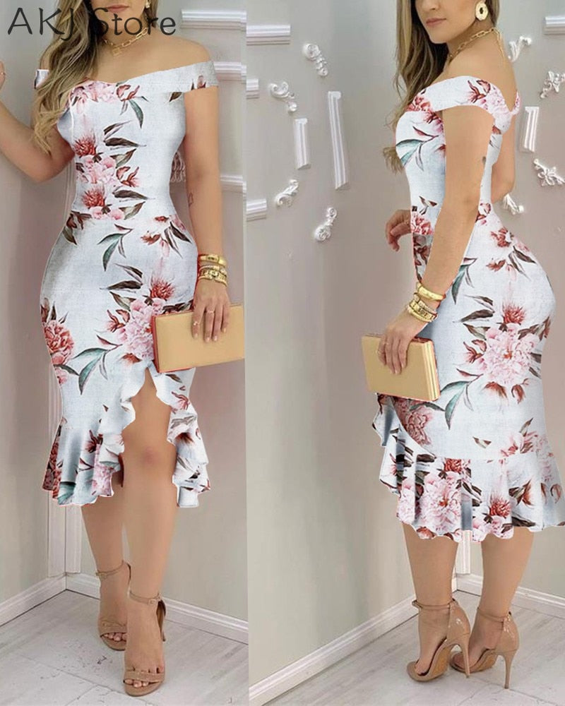 Sexy Shiny Rhinestone Embellished Off Shoulder Bodycon Dress