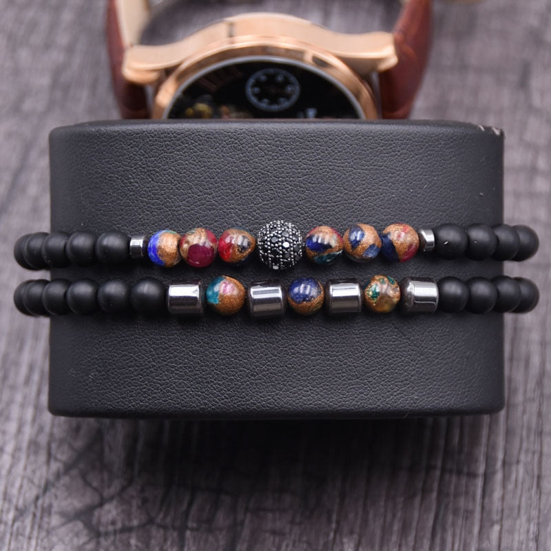 Natural Stone Design Bracelet 2pc/sets