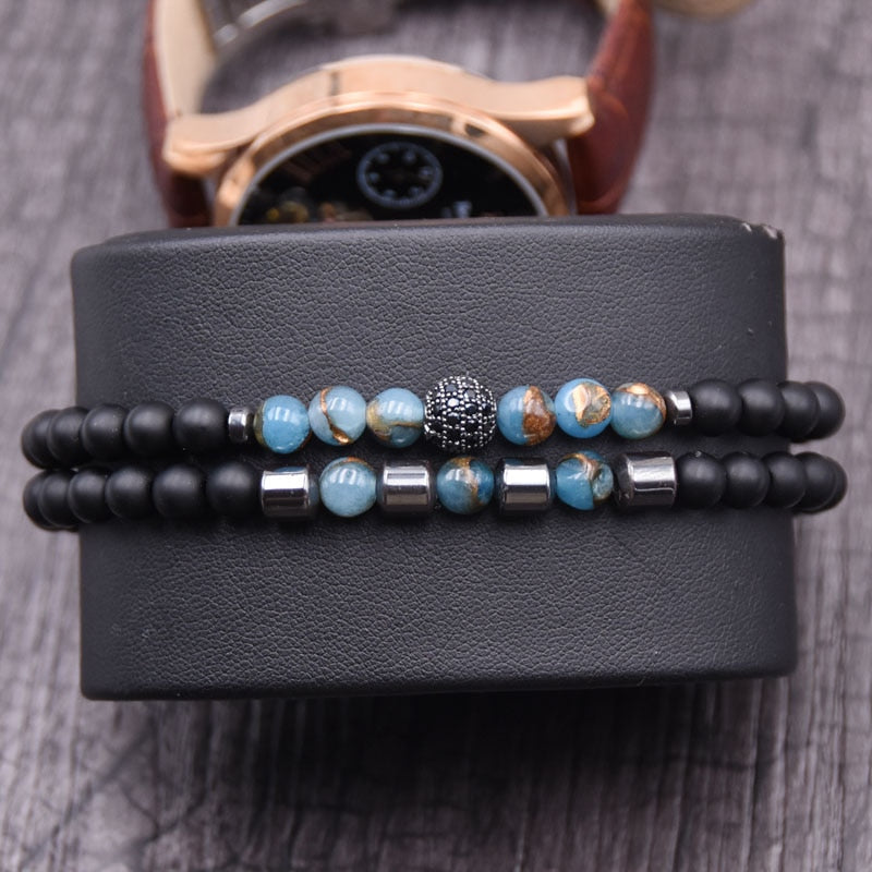 Natural Stone Design Bracelet 2pc/sets