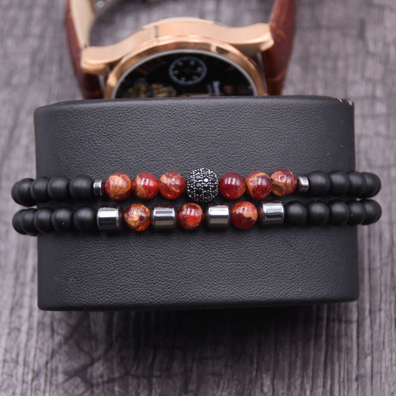 Natural Stone Design Bracelet 2pc/sets