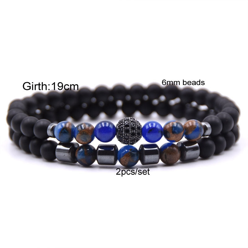 Natural Stone Design Bracelet 2pc/sets