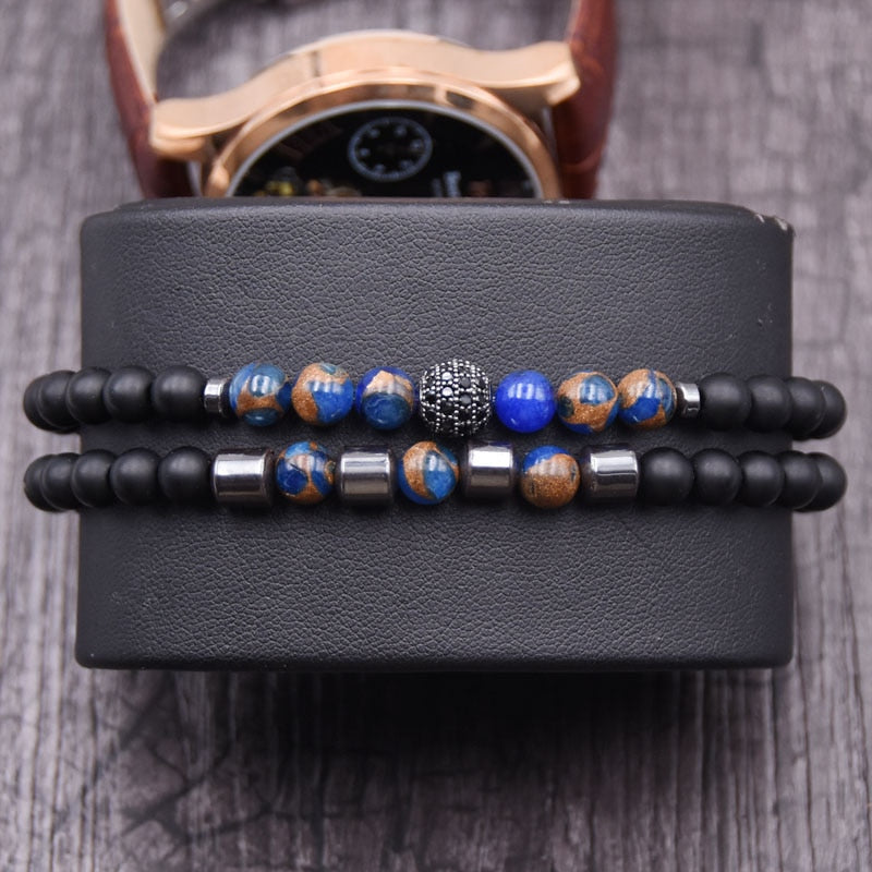 Natural Stone Design Bracelet 2pc/sets