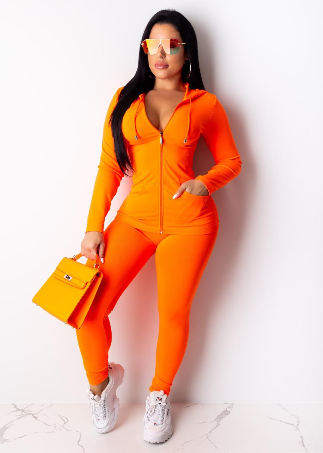 Zipper +Hoodie Two Piece Set Tracksuit Women