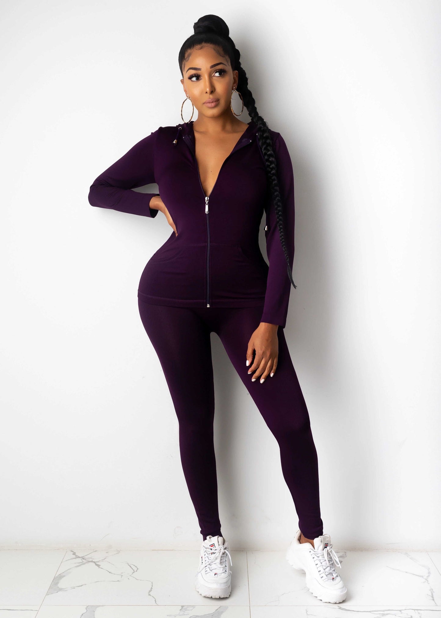 Zipper +Hoodie Two Piece Set Tracksuit Women