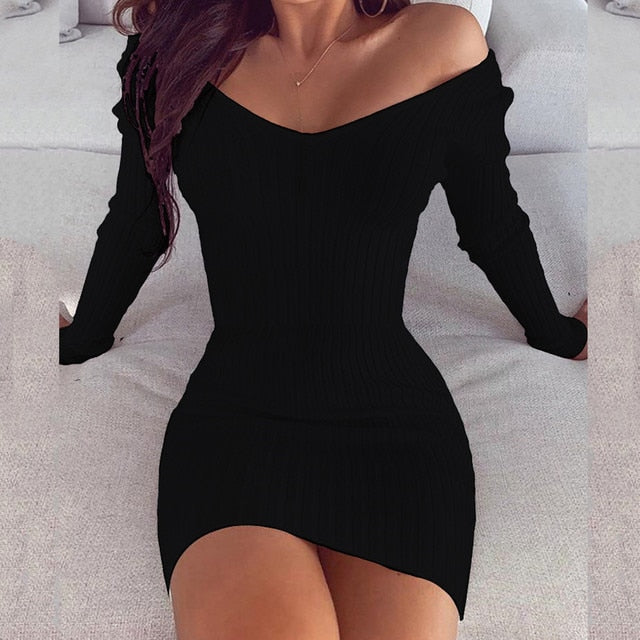 Party Knitted Long Sleeve Bodycon Dress