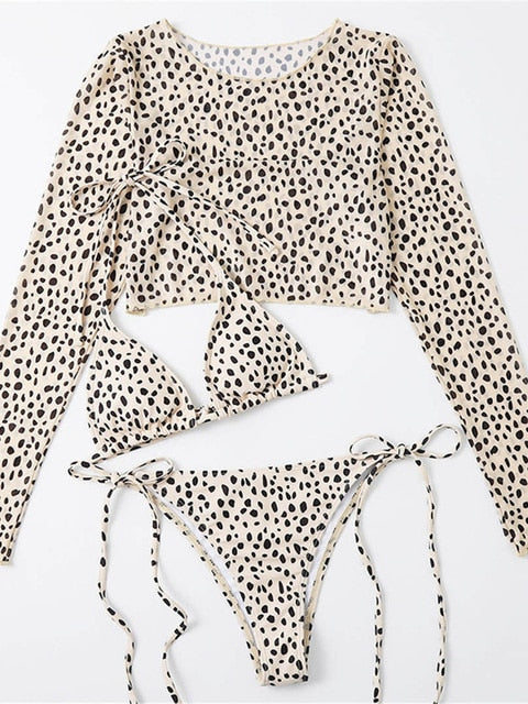 Leopard Print 3-Piece Bikini Set
