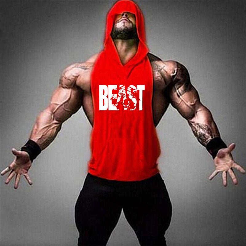 Bodybuilding Hooded Sleeveless Tank Tops Vest