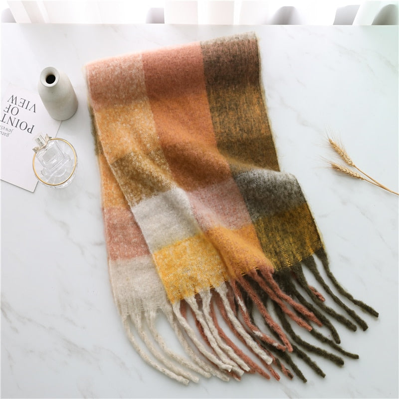 Rainbow Cashmere Plaid Scarf