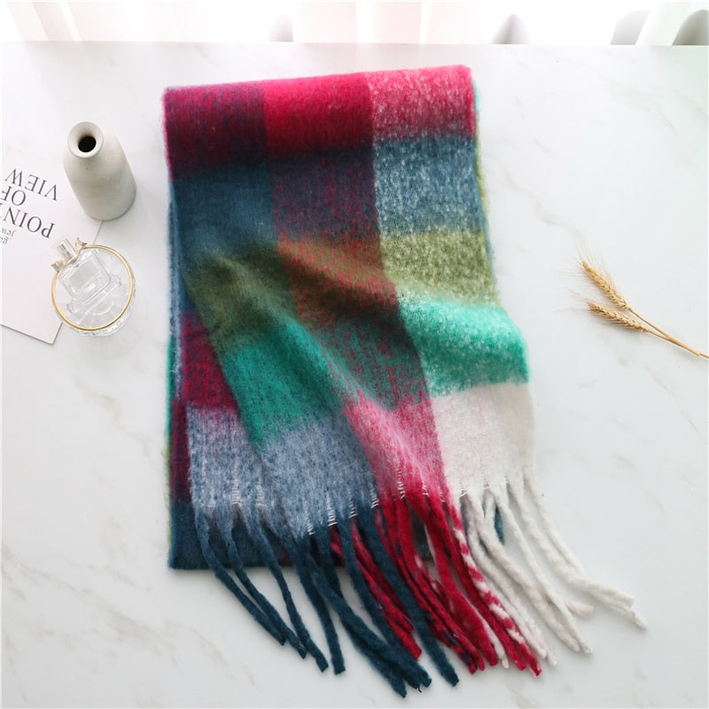 Rainbow Cashmere Plaid Scarf