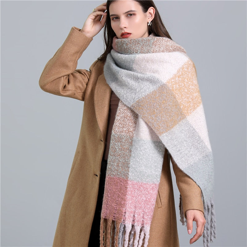 Rainbow Cashmere Plaid Scarf