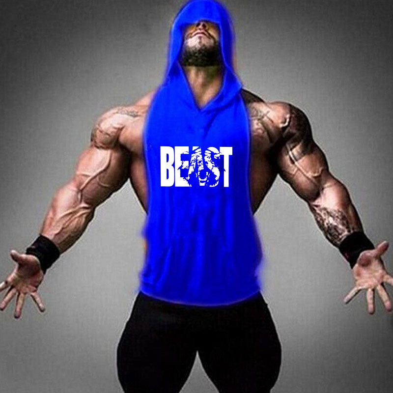 Bodybuilding Hooded Sleeveless Tank Tops Vest