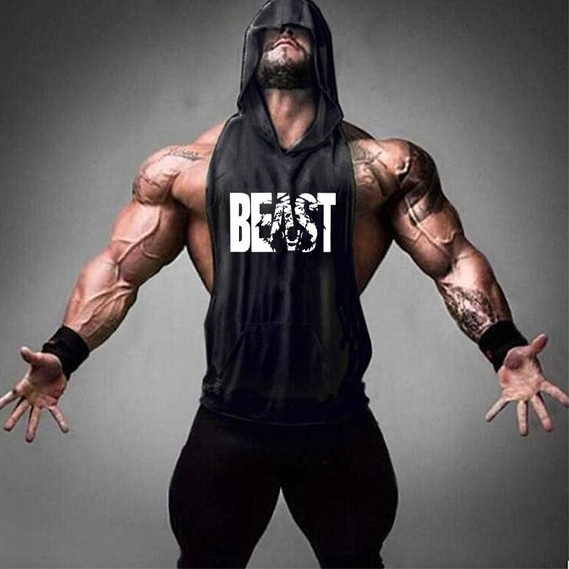 Bodybuilding Hooded Sleeveless Tank Tops Vest