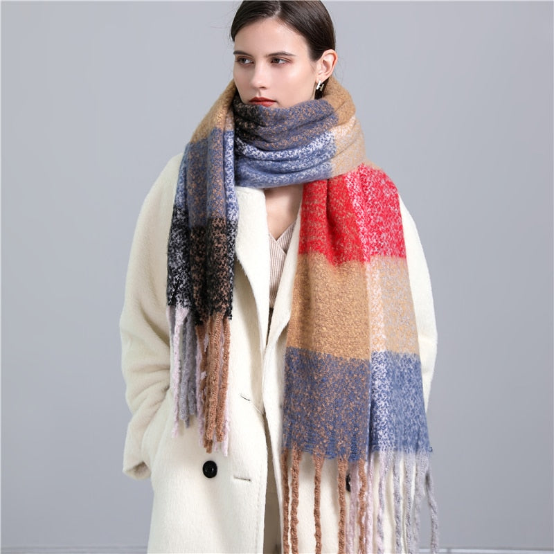 Rainbow Cashmere Plaid Scarf