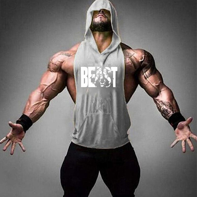 Bodybuilding Hooded Sleeveless Tank Tops Vest