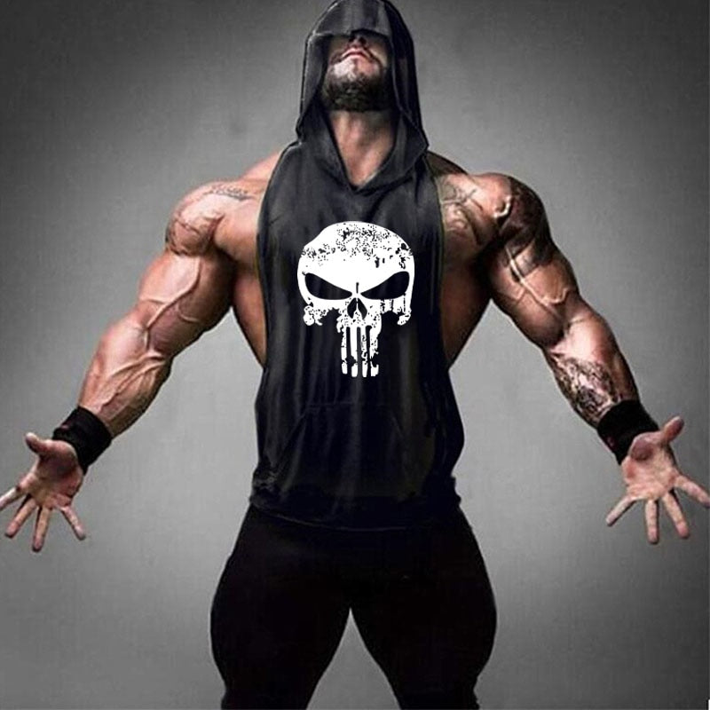 Bodybuilding Hooded Sleeveless Tank Tops Vest