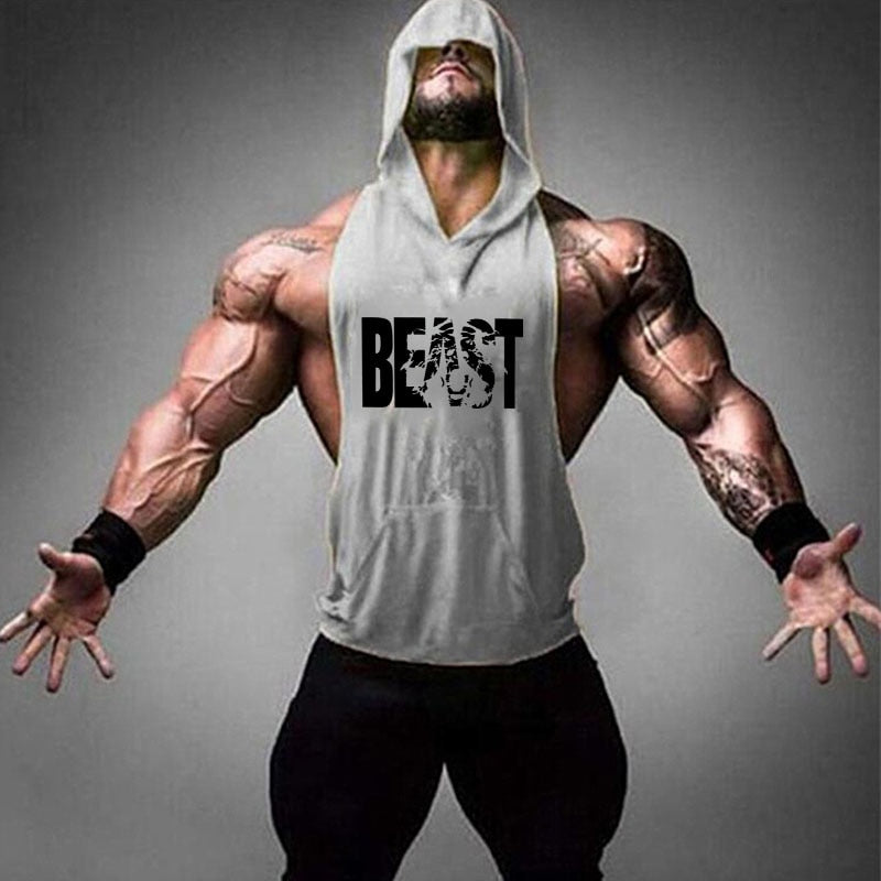 Bodybuilding Hooded Sleeveless Tank Tops Vest