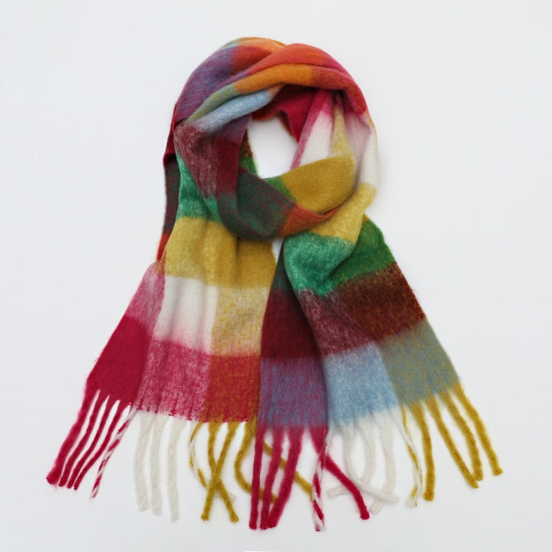 Rainbow Cashmere Plaid Scarf
