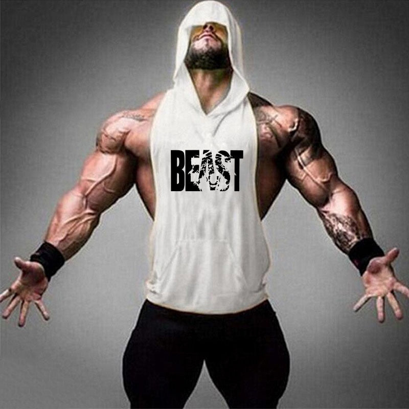 Bodybuilding Hooded Sleeveless Tank Tops Vest