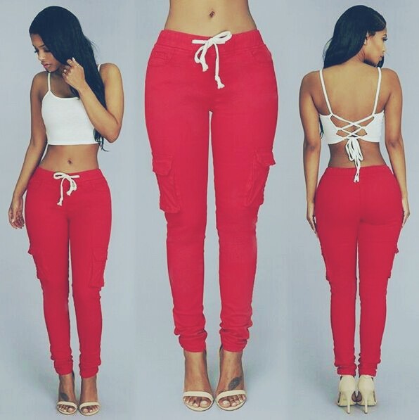 High Waist Denim Pencil Pants