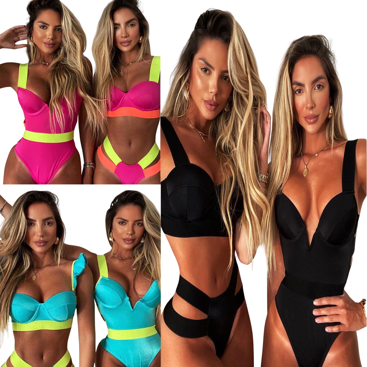 Sexy V-Neck Hollowed Side Waist Piece Swimwear