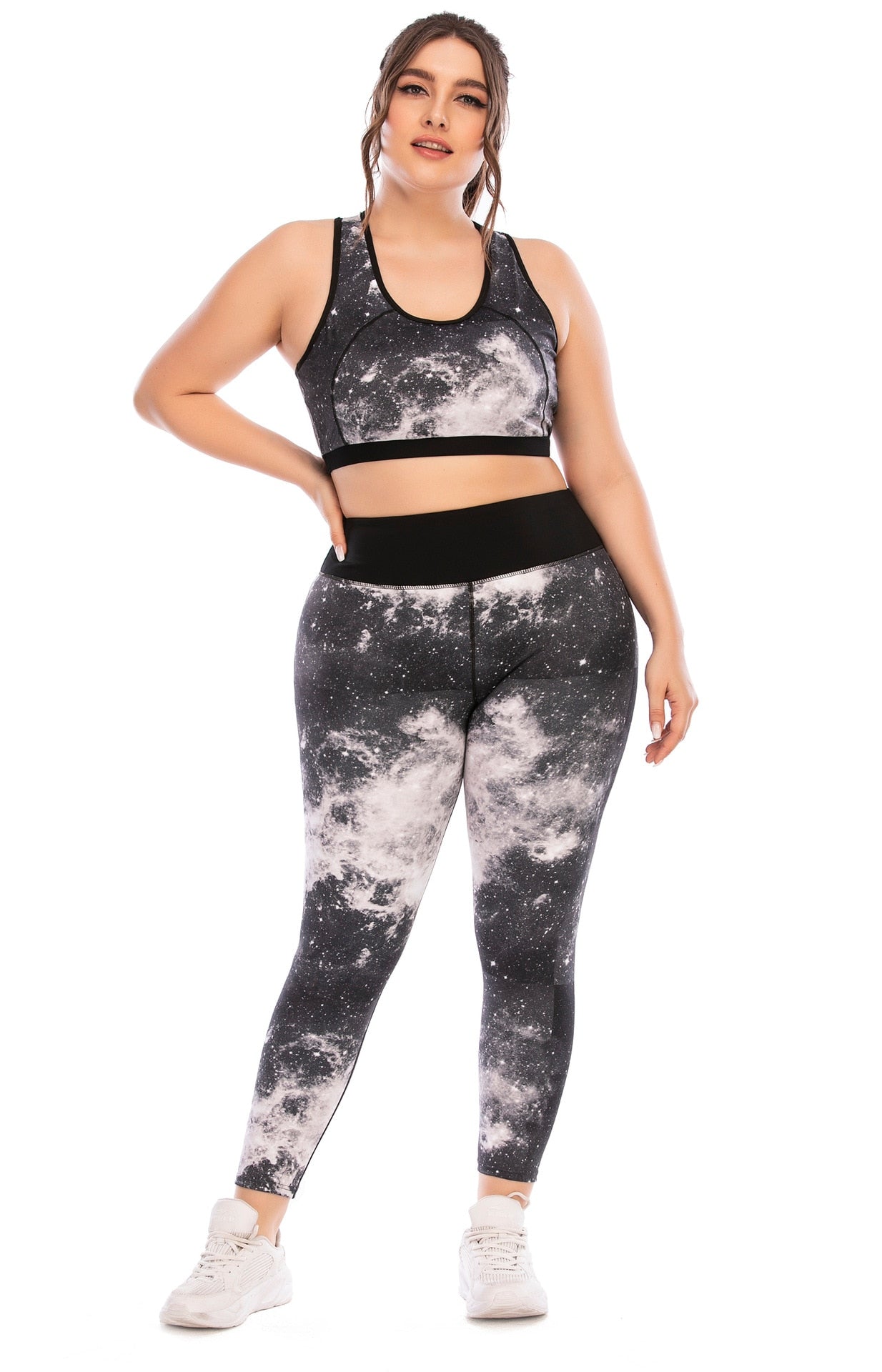 Curvy Plus Size Tie Dye Yoga Suit