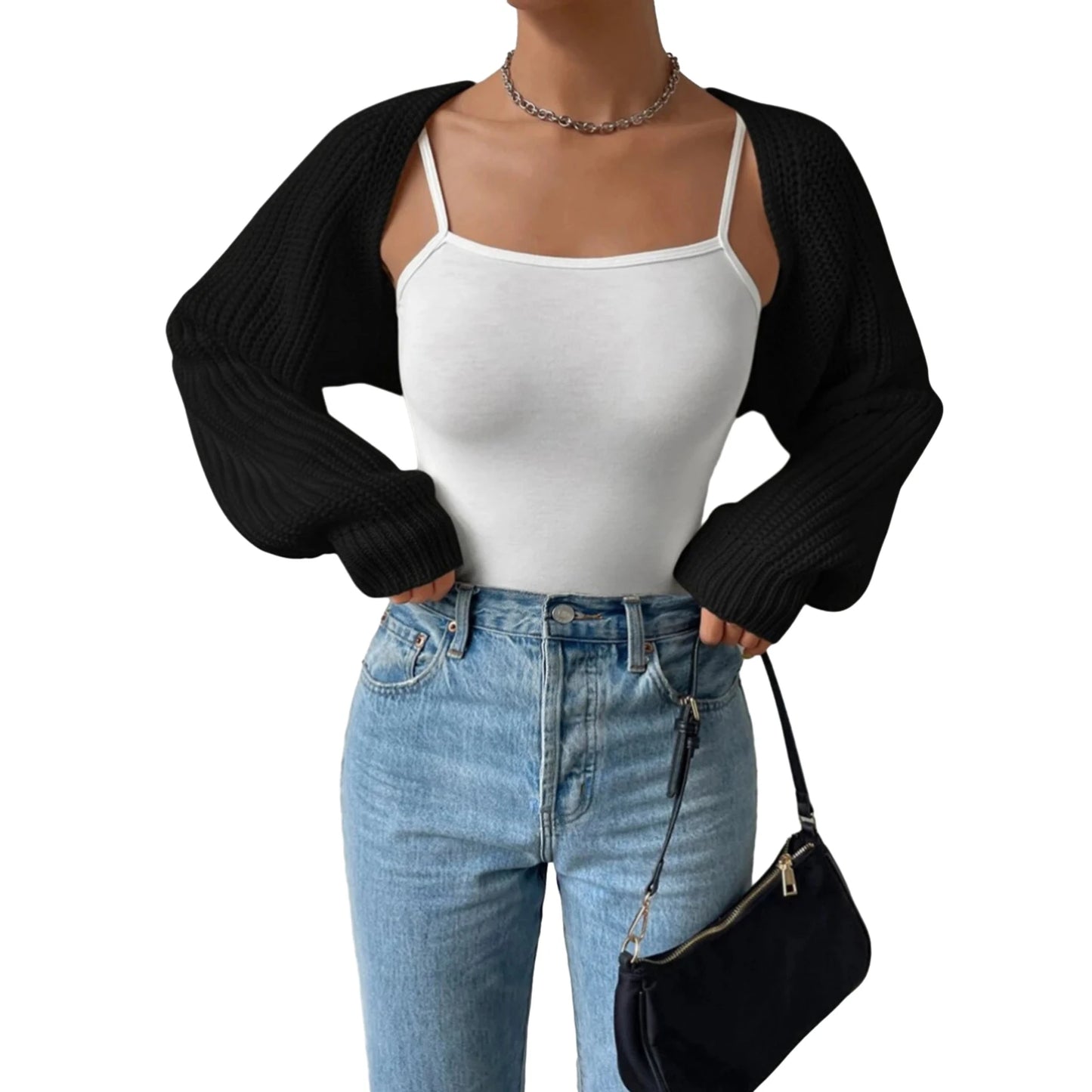 Women's Open Front Cropped Cardigan