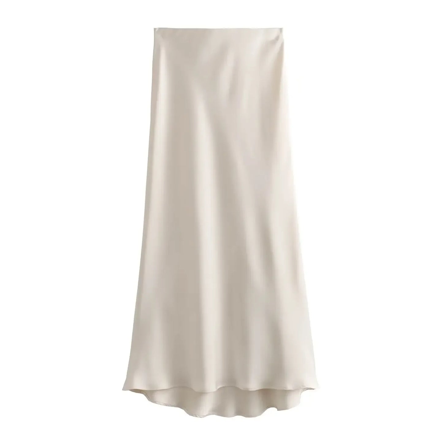 Willshela 2024 Black Satin Skirt Woman High Waist Elegant Long Skirts For Women Fashion Summer Midi Skirt Office Women's Skirts