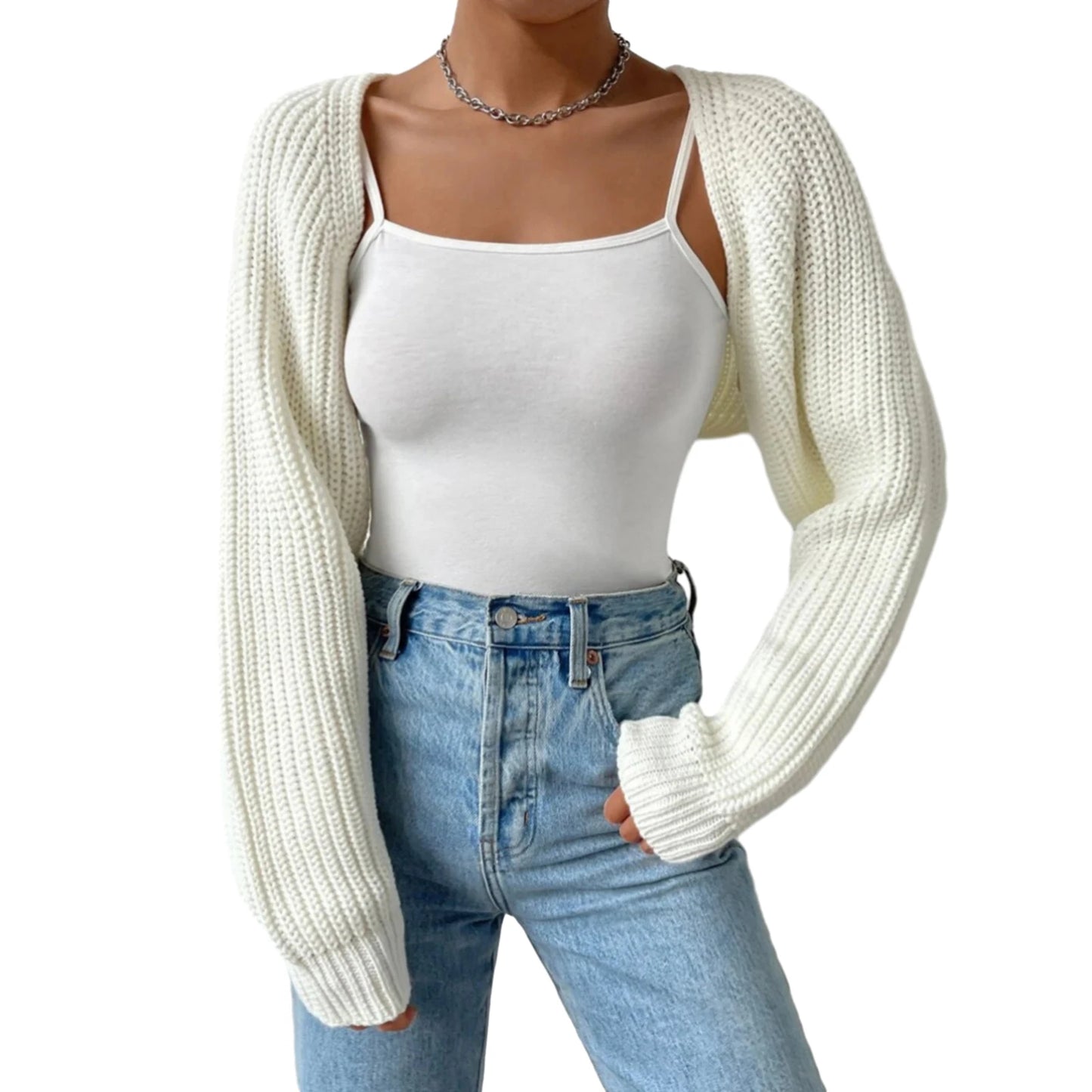 Women's Open Front Cropped Cardigan