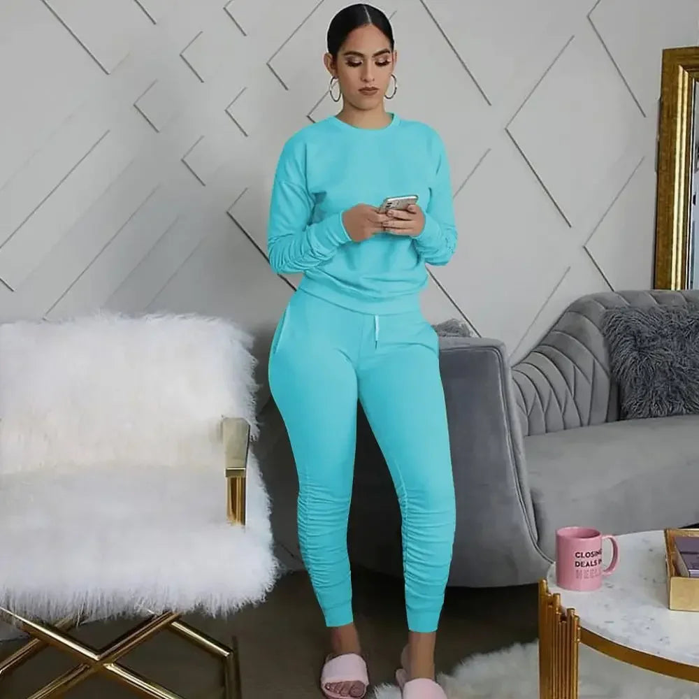 Solid Color Waistband Lace-up Set