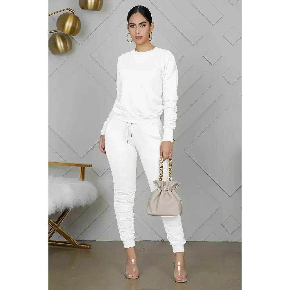 Solid Color Waistband Lace-up Set