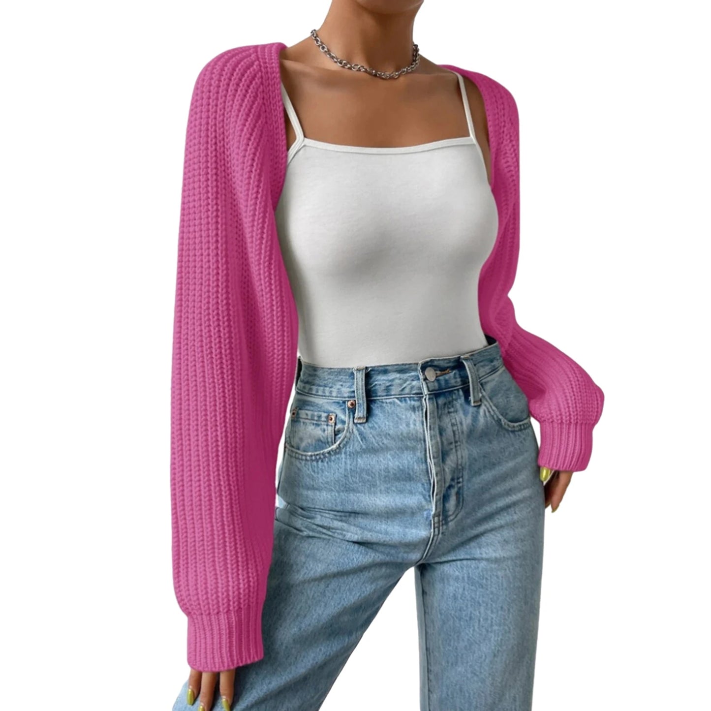 Women's Open Front Cropped Cardigan