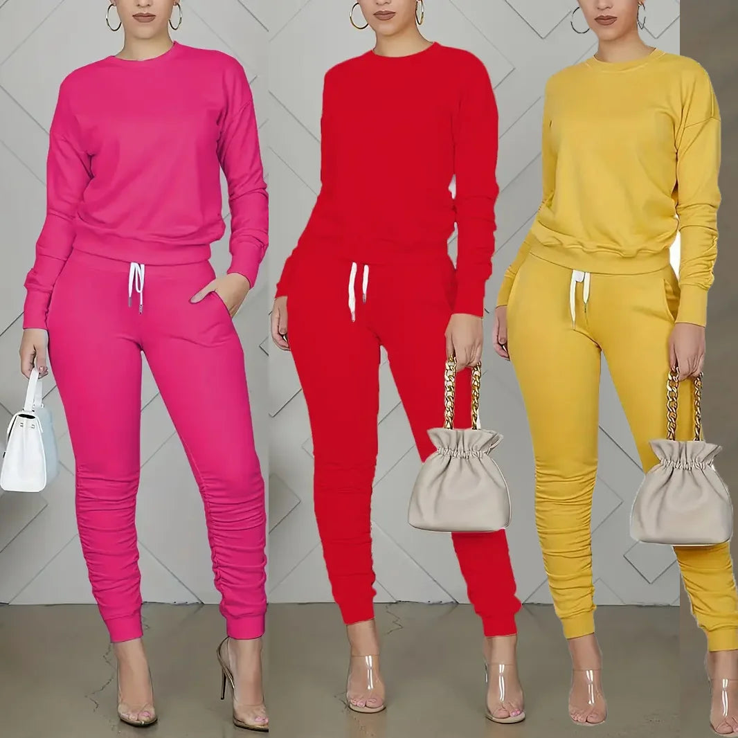 Solid Color Waistband Lace-up Set