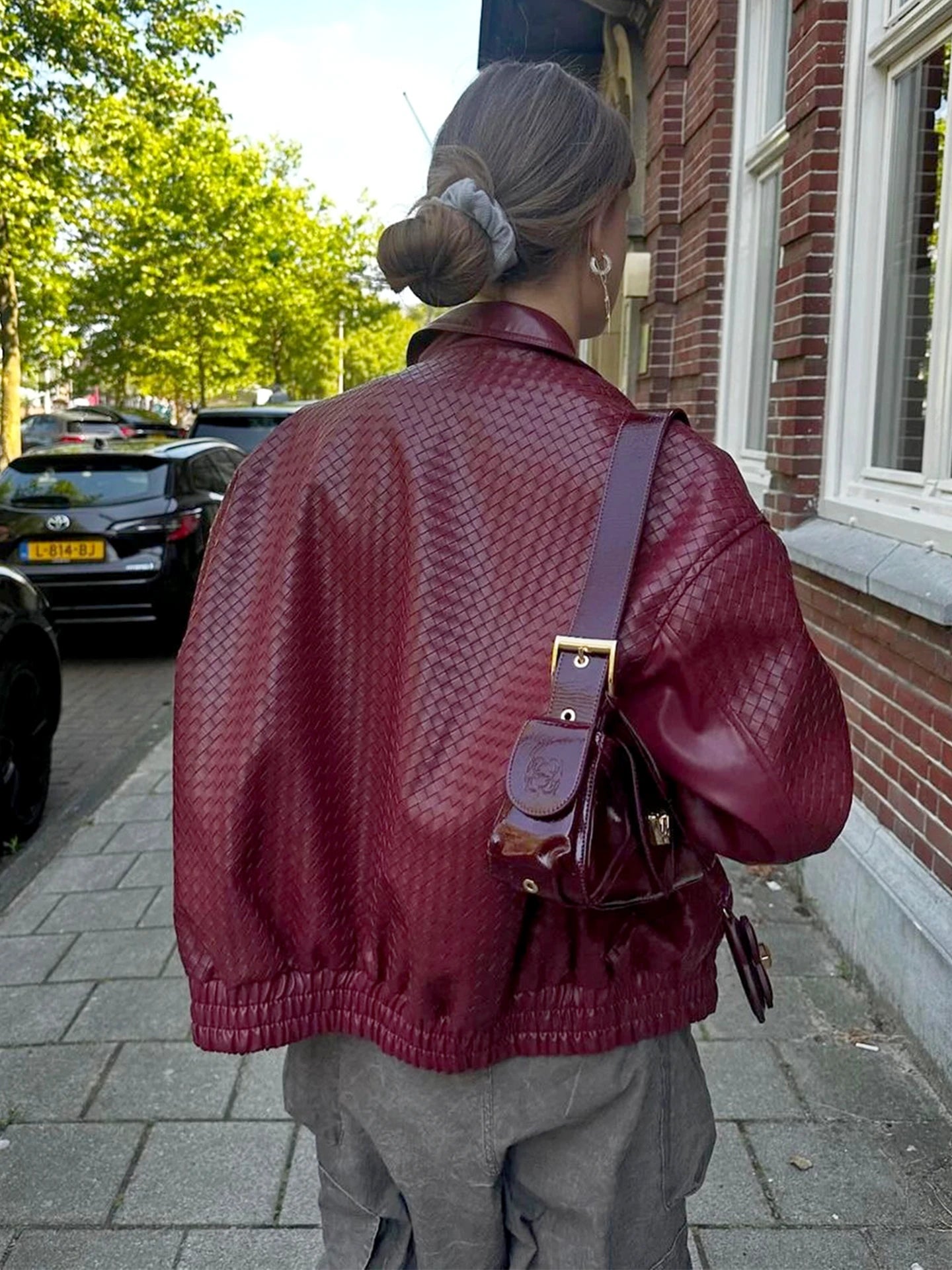 Fashion Turn-Down Collar  Leather Jacket