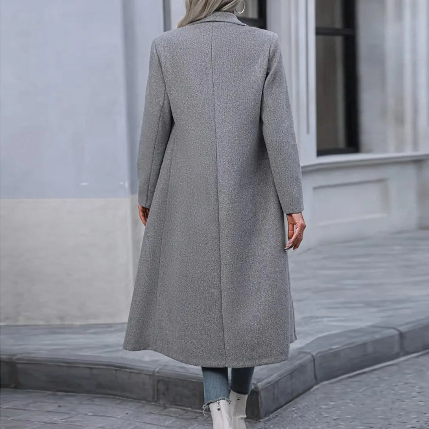 Winter Woolen Solid Color Casual Knee-Length Coat