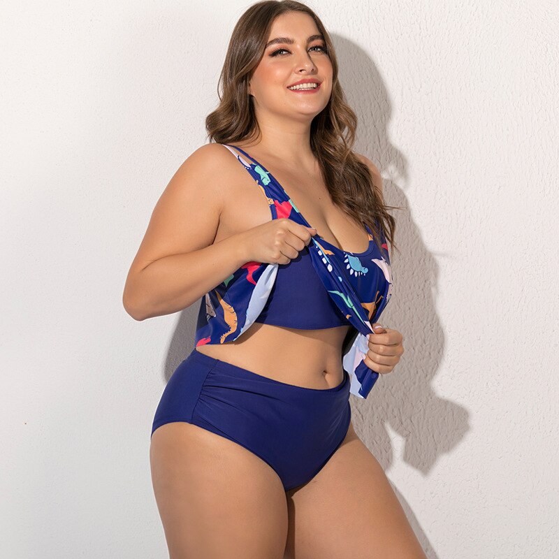 Summer Plus Size Two Pieces Women's Bikinis Set