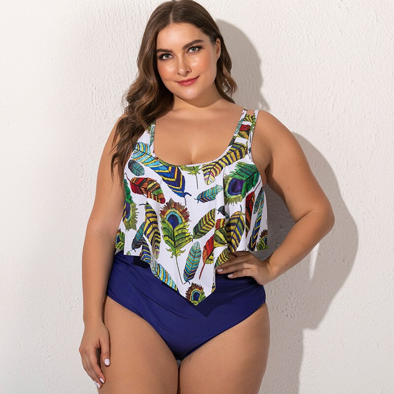 Summer Plus Size Two Pieces Women's Bikinis Set