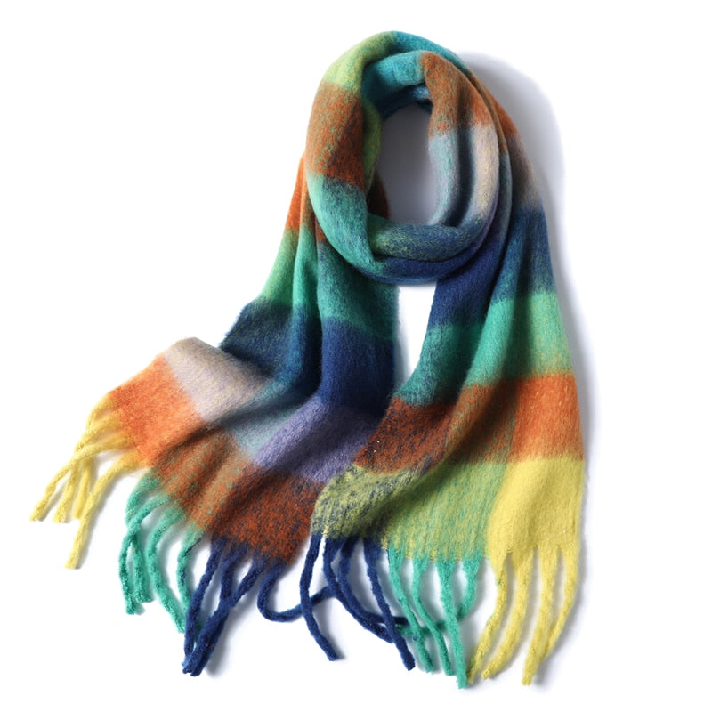 Rainbow Cashmere Plaid Scarf