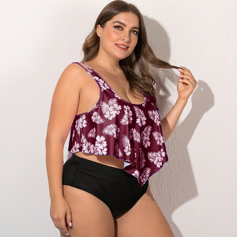 Summer Plus Size Two Pieces Women's Bikinis Set