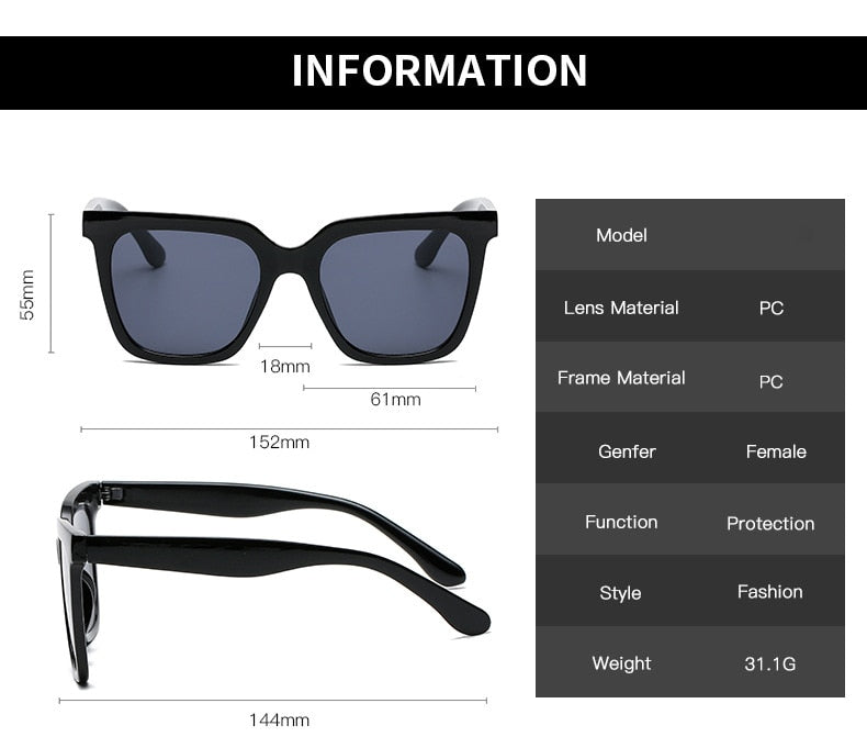 Popular Retro Rectangle Sun Glasses