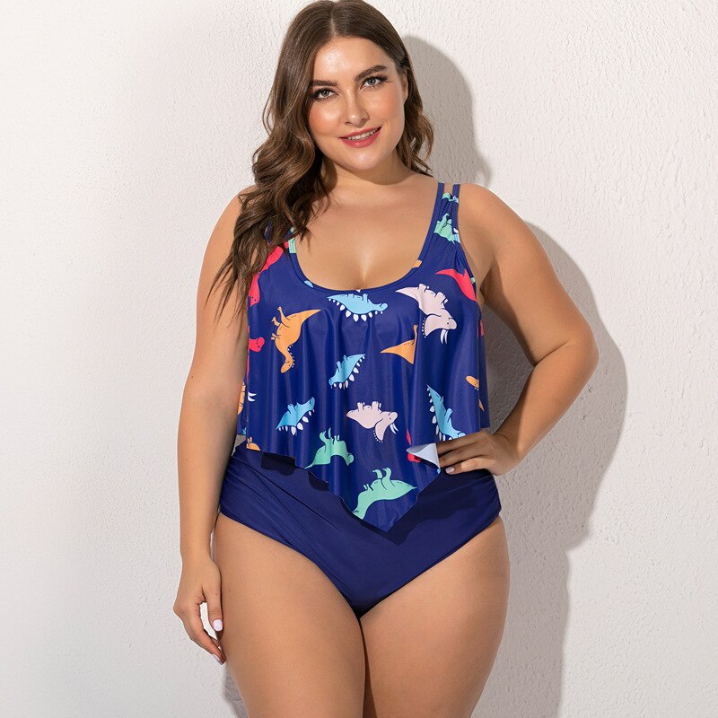 Summer Plus Size Two Pieces Women's Bikinis Set