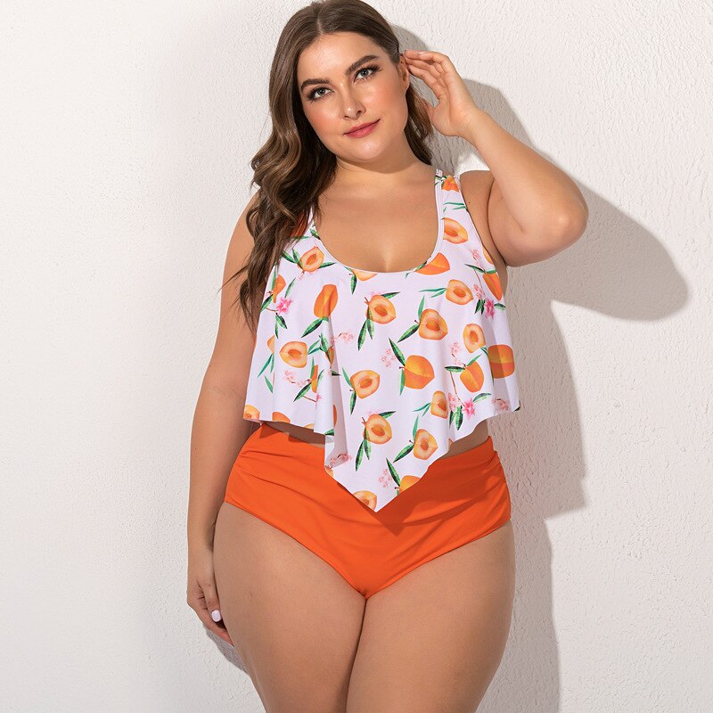 Summer Plus Size Two Pieces Women's Bikinis Set