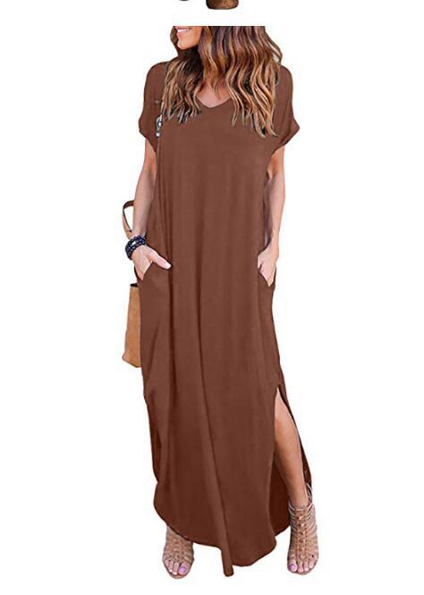 Oversized Summer Solid Casual Short Sleeve Maxi Dress