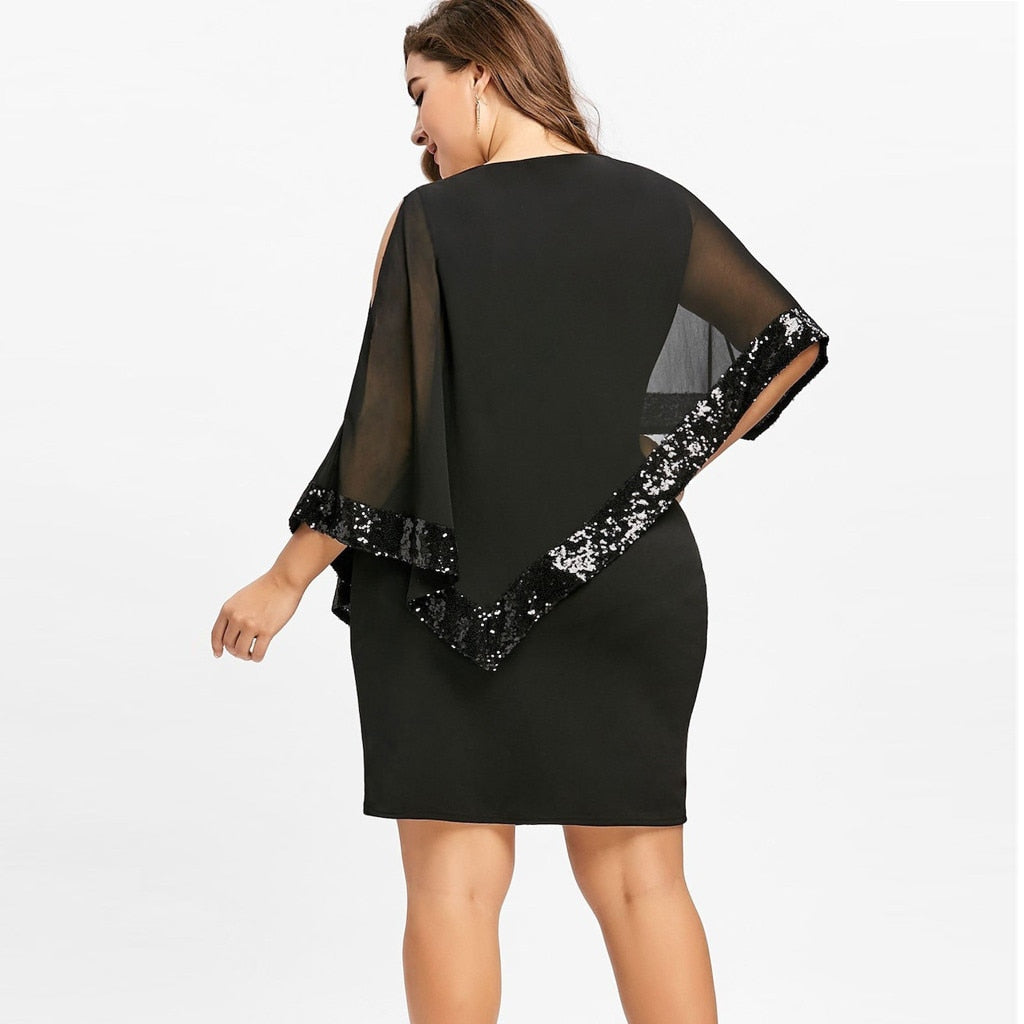 Sexy Plus Size Sexy Chiffon Sequins Dress