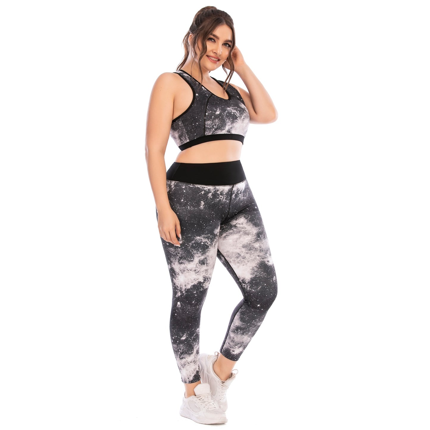 Curvy Plus Size Tie Dye Yoga Suit